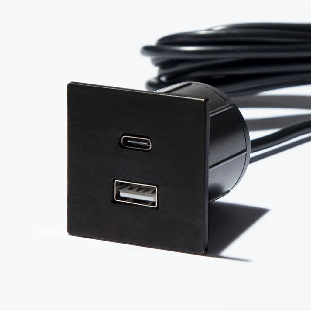 ASA 06029P00006 Nabíjecí HUB vestavný VERSAPICK, 2xUSB 5V (typ A), 42x42mm, čtvercový, plast, černá matná ASA 06029P00006 Nabíjecí HUB vestavný VERSAPICK, 2xUSB 5V (typ A), 42x42mm, čtvercový, plast, černá matná